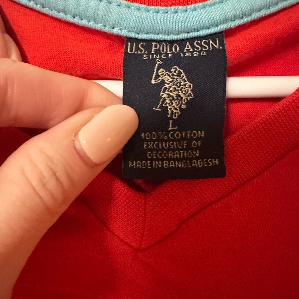 U.S. Polo Assn. Red V-Neck Short Sleeve Tee - Picture 3 of 7